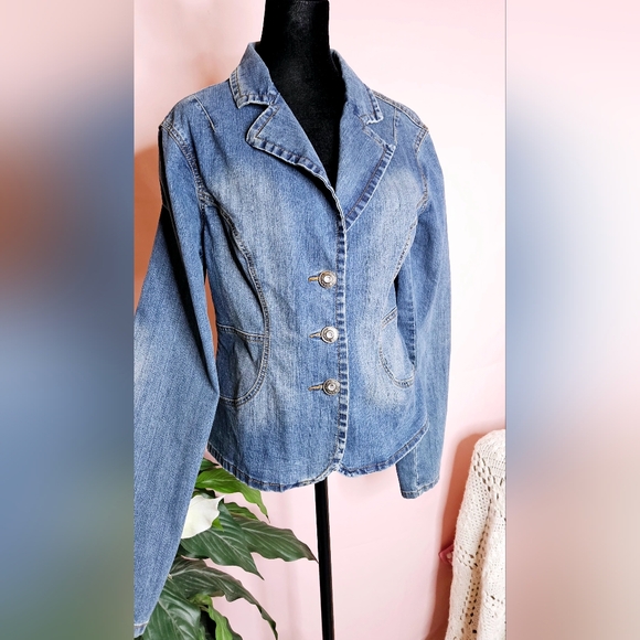 YMI Blue Jeans Jacket Bleached size XL - Picture 4 of 16